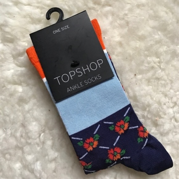 Topshop Colorblock Floral Stripe Socks Hosiery - Picture 1 of 4